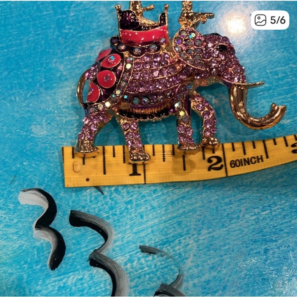 Colorful Elephant Brooch with Rhinestones - Picture 2 of 4